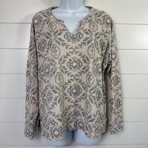 Lucky Brand Thermal Shirt Long Sleeve Cream Pattern sz L